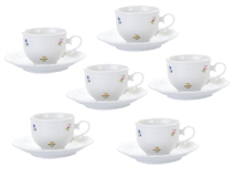 Ophelia drobné kvietky kávové šálky s podšálkami 12-dielná