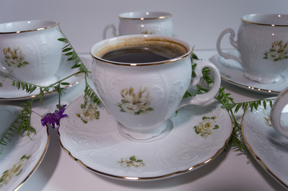 Bernadotte biele kvety kávová súprava 6ks šálok 12 dielná