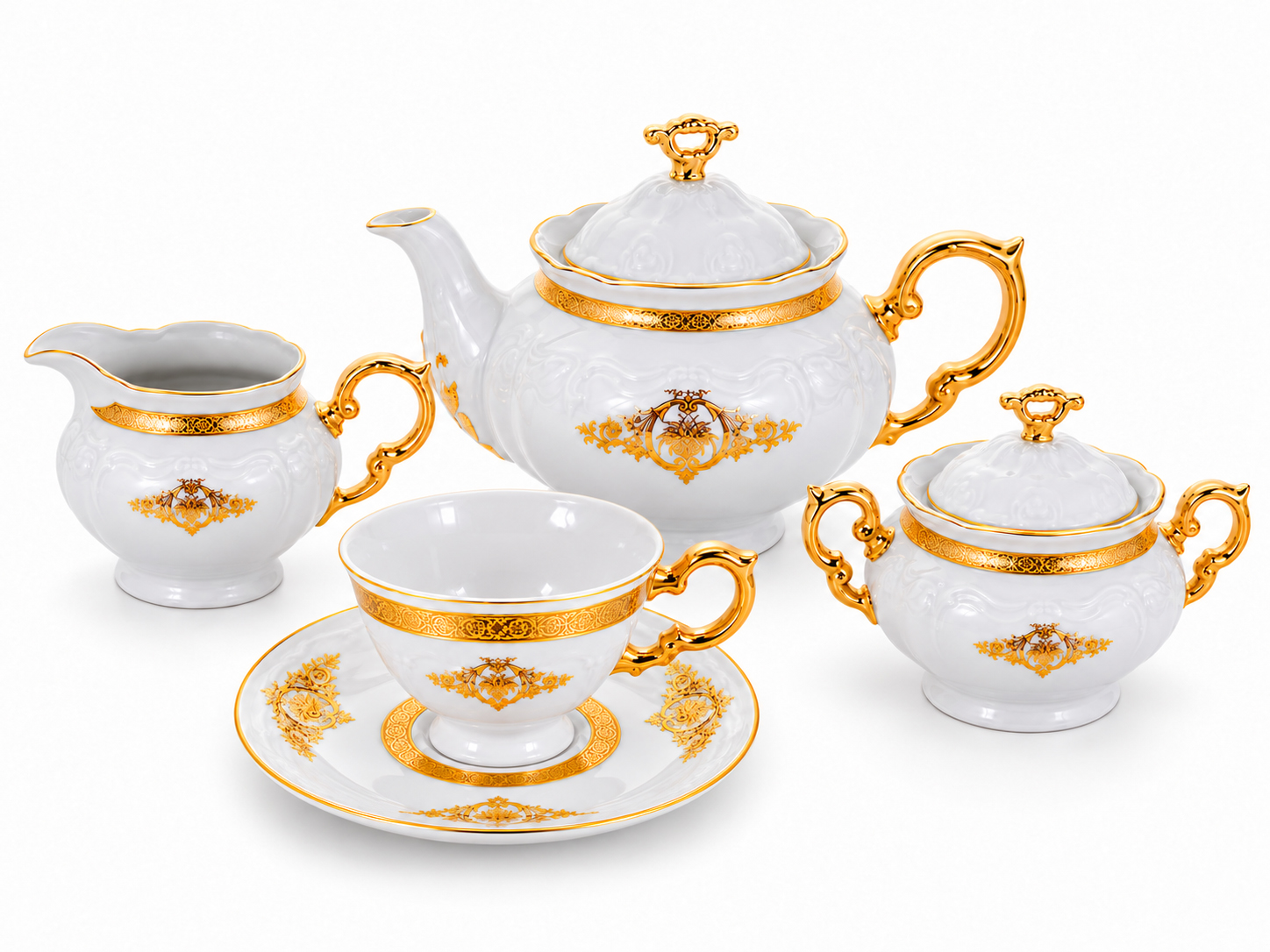 Maria Louise zlatý ornament 17-dielna porcelánová čajová súprava pre 6 osôb