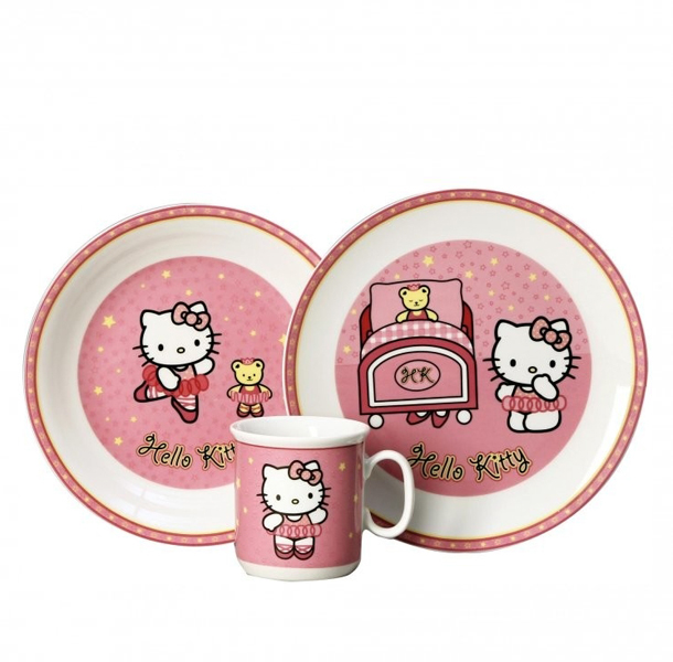 Detská tanierová súprava Hello Kitty ružová