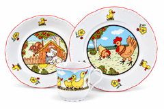 Detská porcelánová súprava Dvorček – 3-dielna