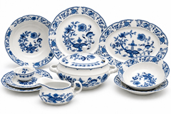Cibulák porcelánová obedová súprava pre 6 osôb, 27-dielna