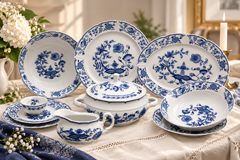 Cibuľák – porcelánová obedová súprava pre 6 osôb, 27-dielna