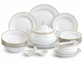 Constance zlatá linka – porcelánová obedová súprava pre 6 osôb, 26-dielna