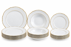 Constance zlatá linka – porcelánová tanierová súprava pre 6 osôb, 18-dielna