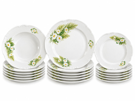 Constance margarétky – porcelánová tanierová súprava pre 6 osôb, 18-dielna