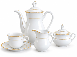 Constance zlatá linka – porcelánová kávová súprava pre 6 osôb, 17-dielna