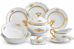 Maria Louise zlatý ornament – 27-dielna porcelánová obedová súprava pre 6 osôb