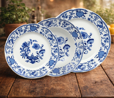 Cibulák 18-dielna tanierová súprava – reliéfny porcelán pre 6 osôb